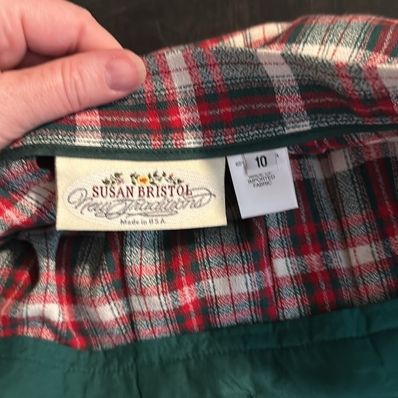 Susan Bristol Vintage Plaid Pleated Wrap Maxi Skirt English Holiday Size 10 - Picture 5 of 9